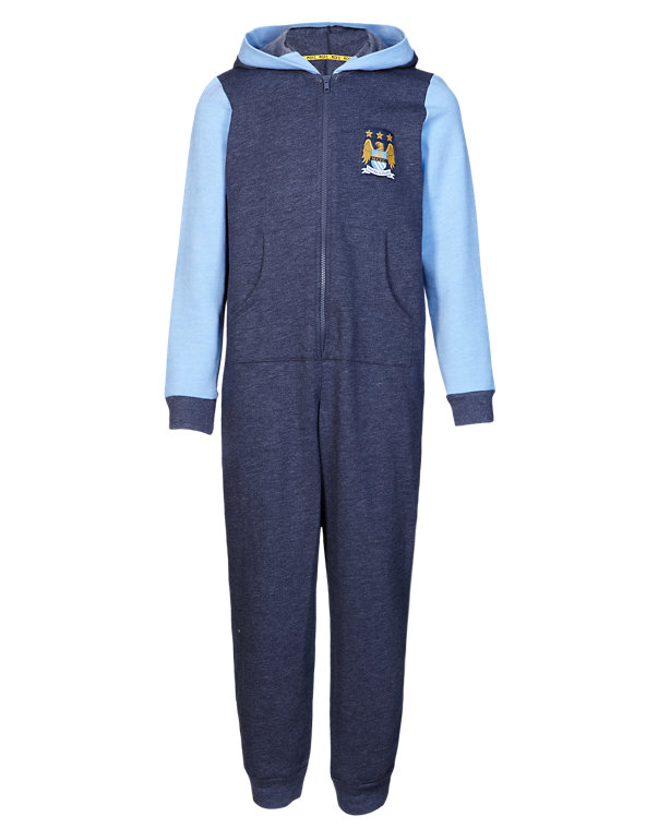 Mens Official Manchester City Football Club Fleece All in One Jumpsuit Onesie Size Small Medium Large XL