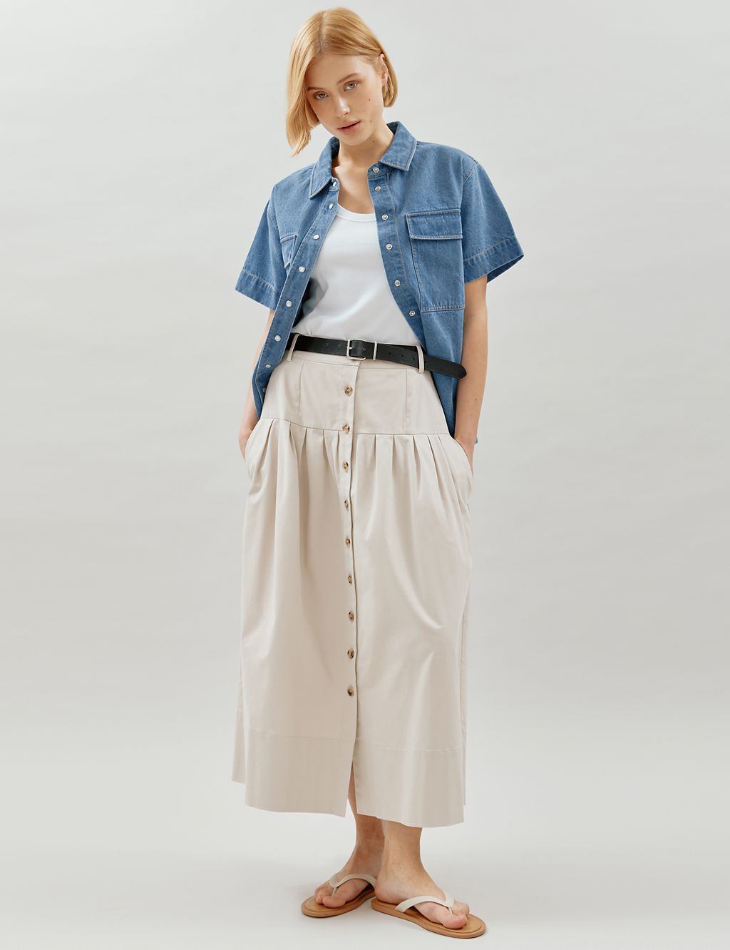 Cotton Rich Maxi A-Line Skirt 4 of 7