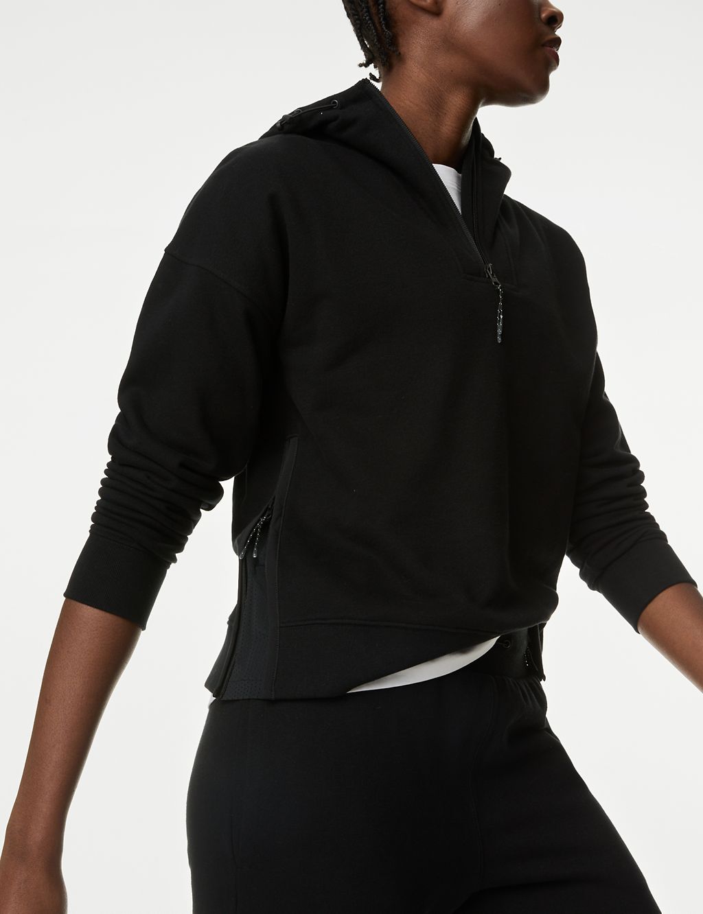 Cotton Rich Mesh Panel Relaxed Hoodie 3 of 7
