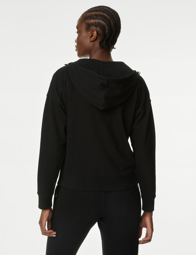 Cotton Rich Mesh Panel Relaxed Hoodie
