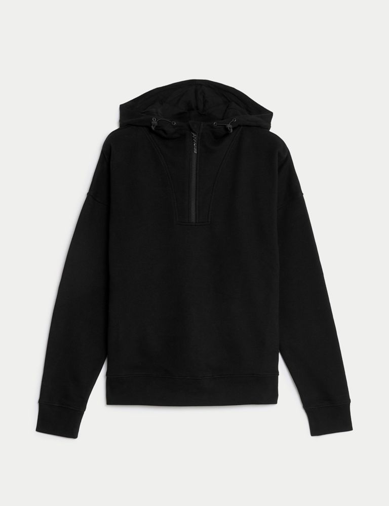 Cotton Rich Mesh Panel Relaxed Hoodie 2 of 7