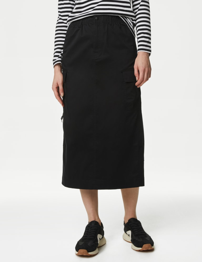 Cotton Rich Midi Utility Skirt 4 of 5