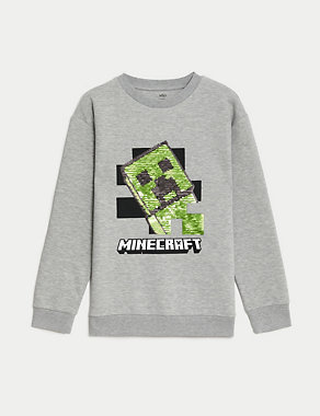 Cotton Rich Minecraft™ Sequin Sweatshirt (6-16 Yrs) Image 2 of 5