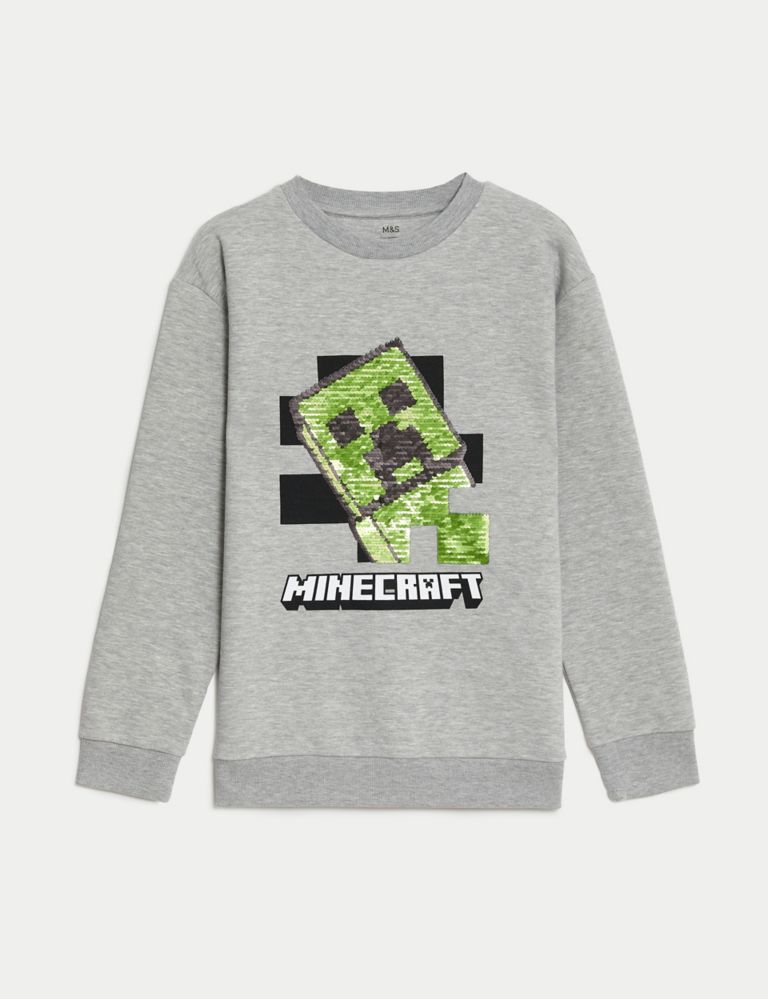 Cotton Rich Minecraft™ Sequin Sweatshirt (6-16 Yrs) 2 of 5