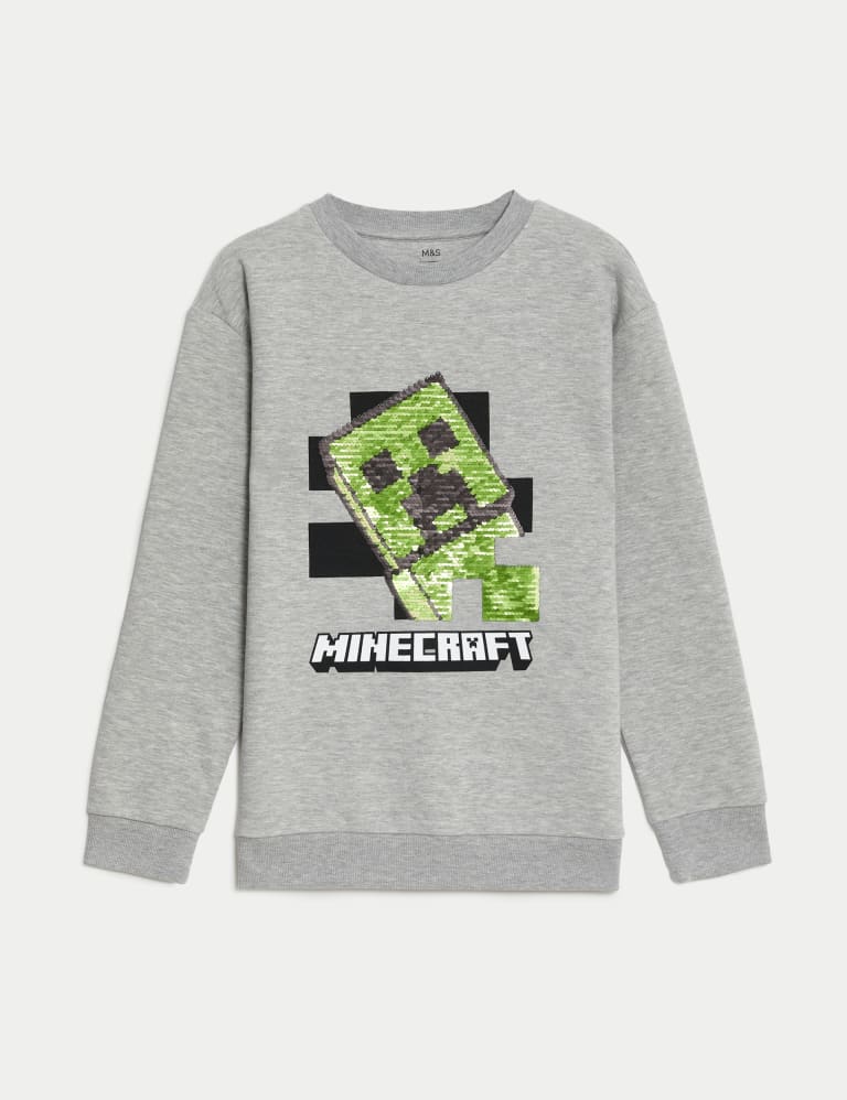 Cotton Rich Minecraft™ Sequin Sweatshirt (6-16 Yrs) 2 of 5