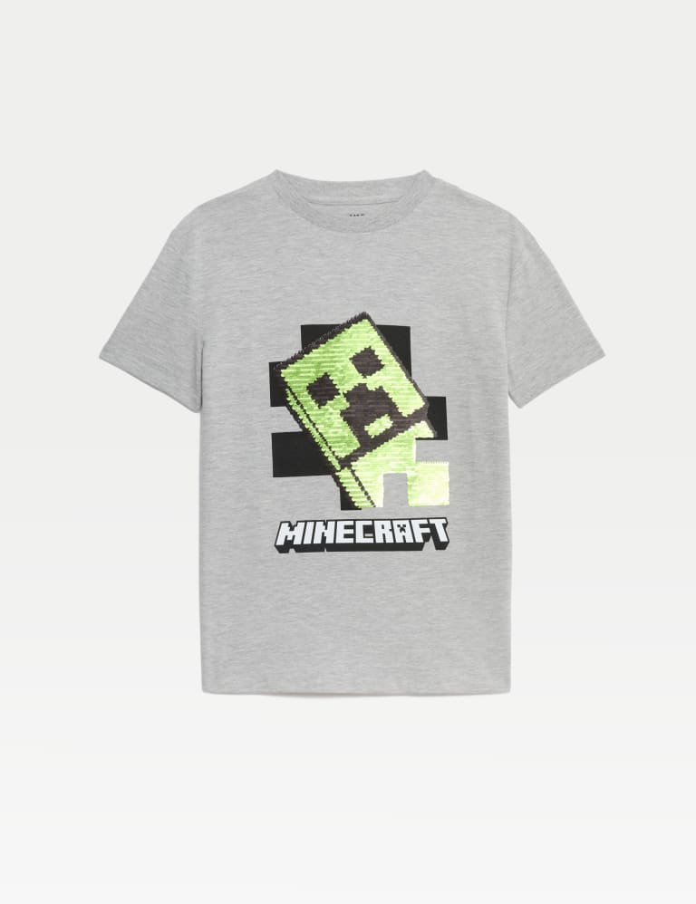 Cotton Rich Minecraft™ Sequin T-shirt (6-16 Yrs) 1 of 3