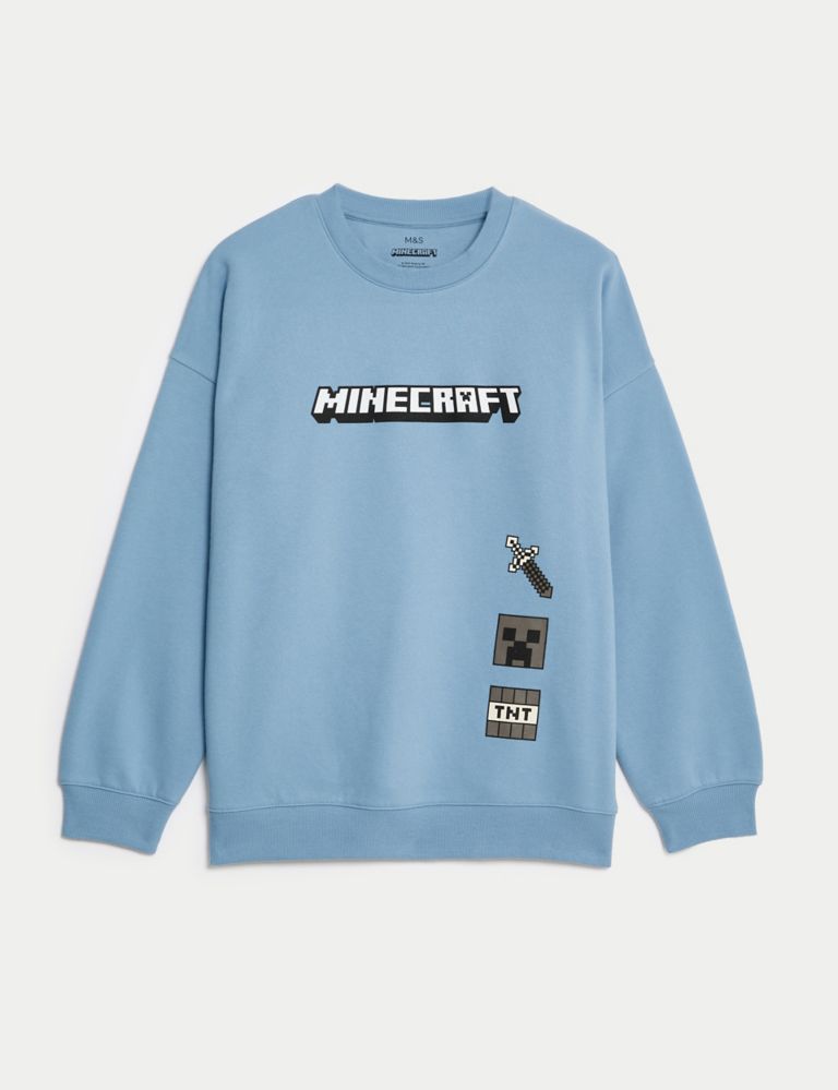 Cotton Rich Minecraft™ Sweatshirt (6-16 Yrs), M&S Collection