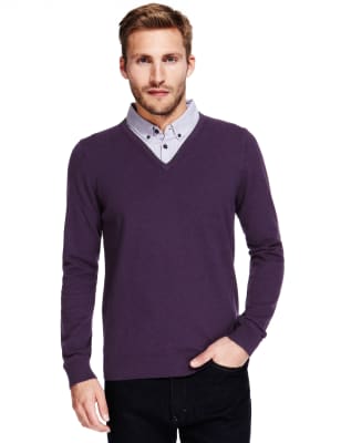 Marks and spencer shop mock shirt jumper men's