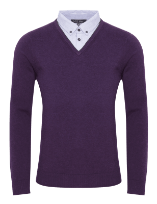 Layered shirt online jumper