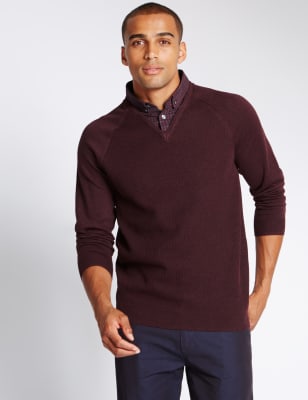 Marks and spencer shop mock shirt jumper men's