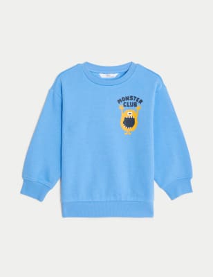 Cotton Rich Monster Club Slogan Sweatshirt 2 8 Yrs M S