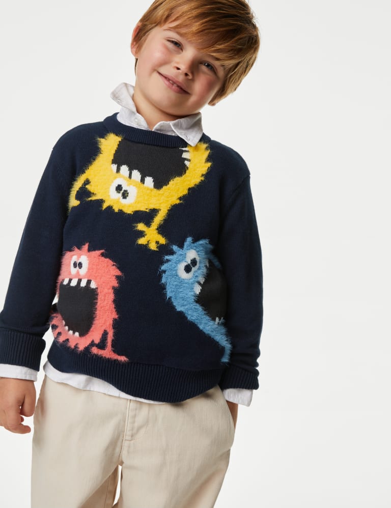 Cotton Rich Monster Knitted Jumper 2 8 Yrs