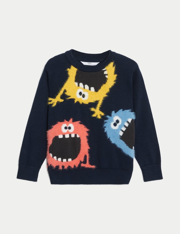 Cotton Rich Monster Knitted Jumper 2 8 Yrs M S Collection M S