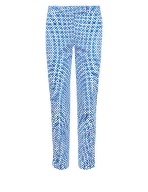 Cotton Rich Mosaic Print 7/8 Cropped Trousers Image 2 of 4