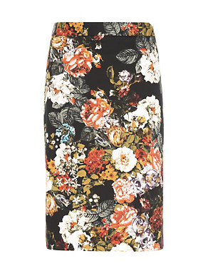 Cotton Rich Multi Floral Pencil Skirt Image 2 of 5