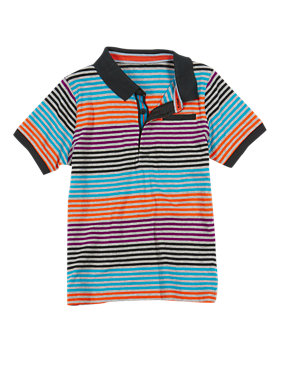 Cotton Rich Multi-Striped Polo Shirt (1-7 Years) Image 2 of 3