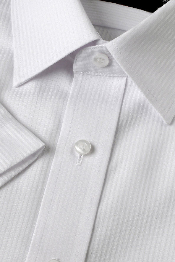 Cotton Rich Non-Iron Short Sleeve Herringbone Shirt Image 1 of 1