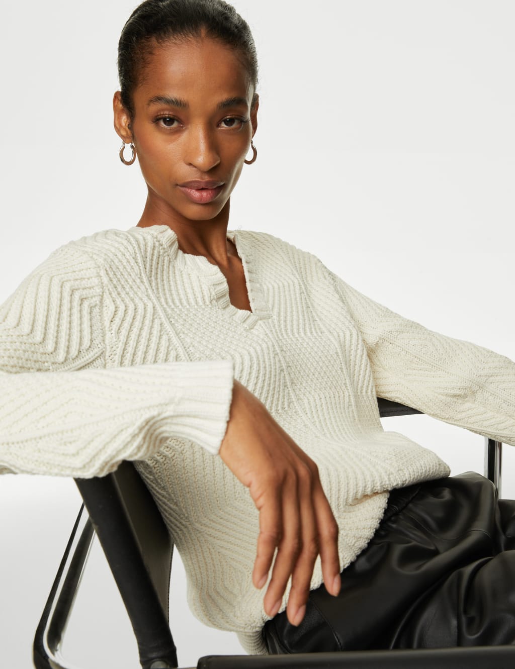 Cotton Rich Notch Neck Jumper Autograph M&S