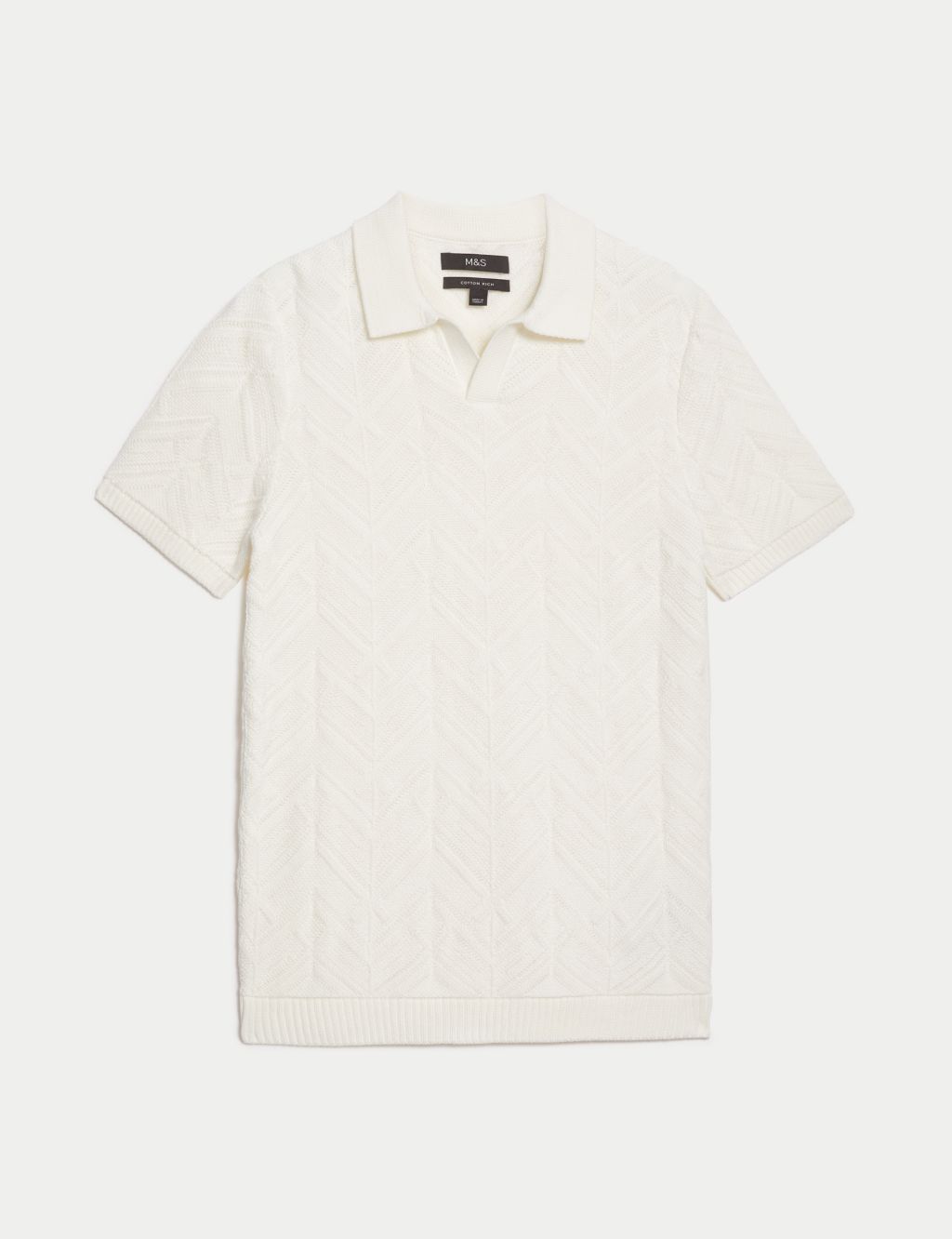 Cotton Rich Open Neck Knitted Polo Shirt | M&S Collection | M&S