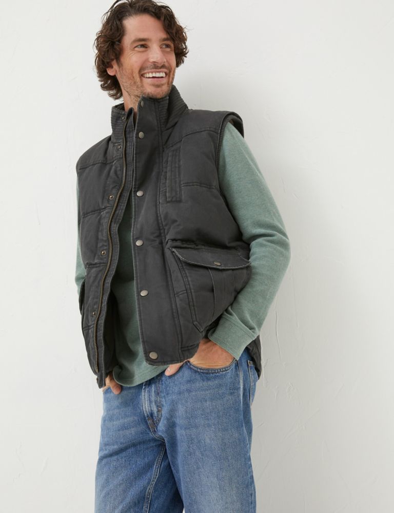 Cotton Rich Padded Funnel Neck Gilet 1 of 5