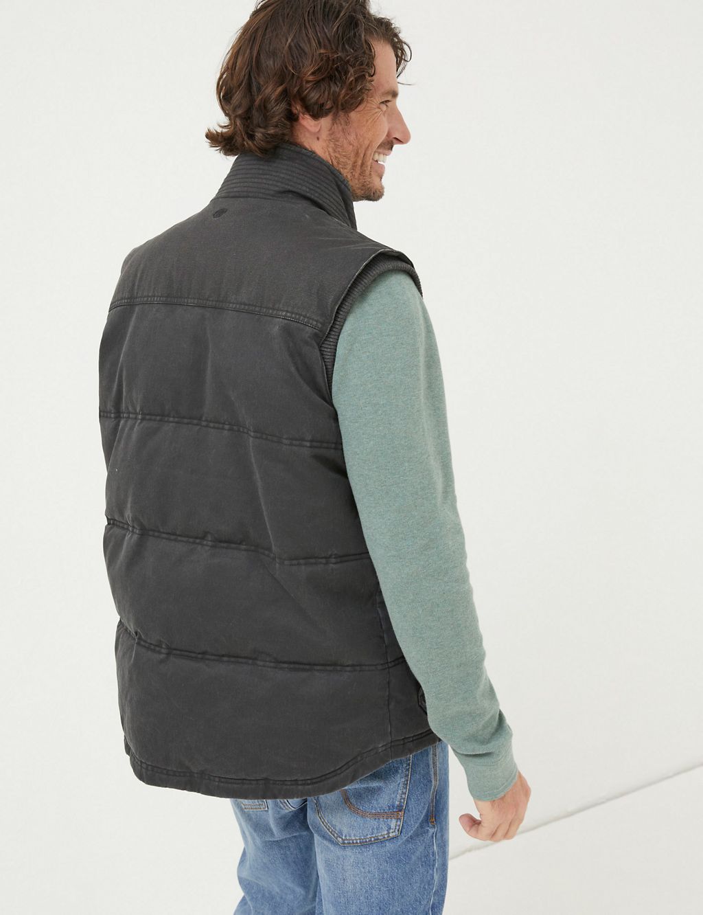 Cotton Rich Padded Funnel Neck Gilet 2 of 5