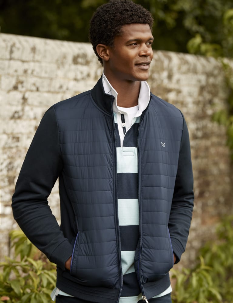 Cotton Rich Padded Hybrid Full Zip Jacket, Crew Clothing