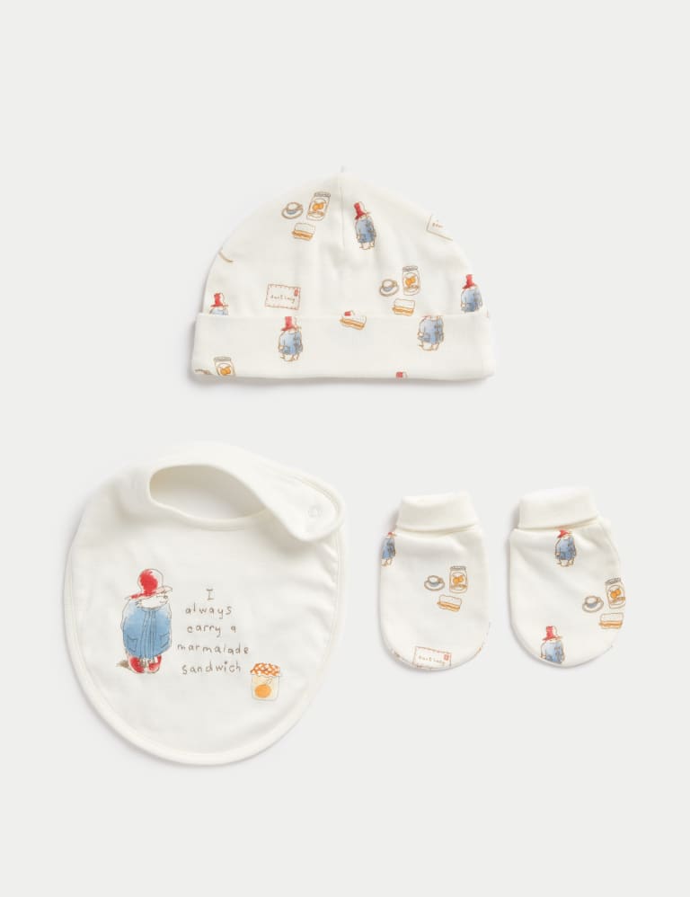 Cotton Rich Paddington Bib Hat and Mitten Set M S Collection M S