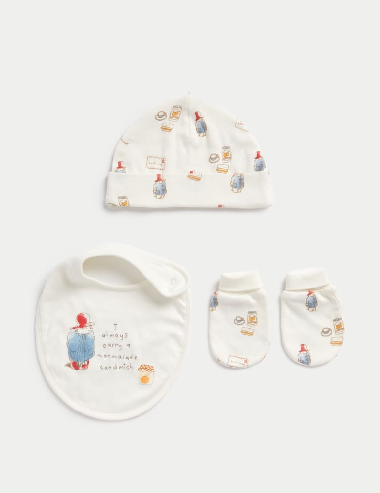 Cotton Rich Paddington™ Bib, Hat and Mitten Set 1 of 1