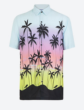 Cotton Rich Palm Print Shirt Image 2 of 5