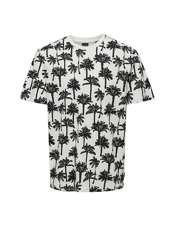 Cotton Rich Palm Print T-Shirt Image 1 of 2