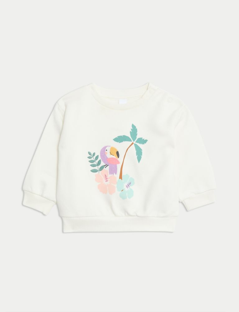 Cotton Rich Palm Tree Sweatshirt (0-3 Yrs) 1 of 3