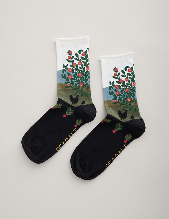 Cotton Rich Patterned Ankle High Socks Image 1 of 1