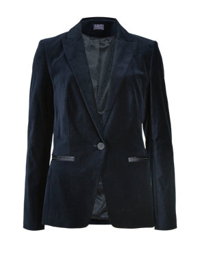 Cotton Rich Peak Lapel Velvet Jacket | M&S Collection | M&S