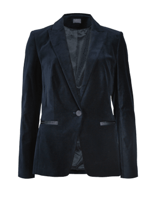 Cotton Rich Peak Lapel Velvet Jacket, M&S Collection