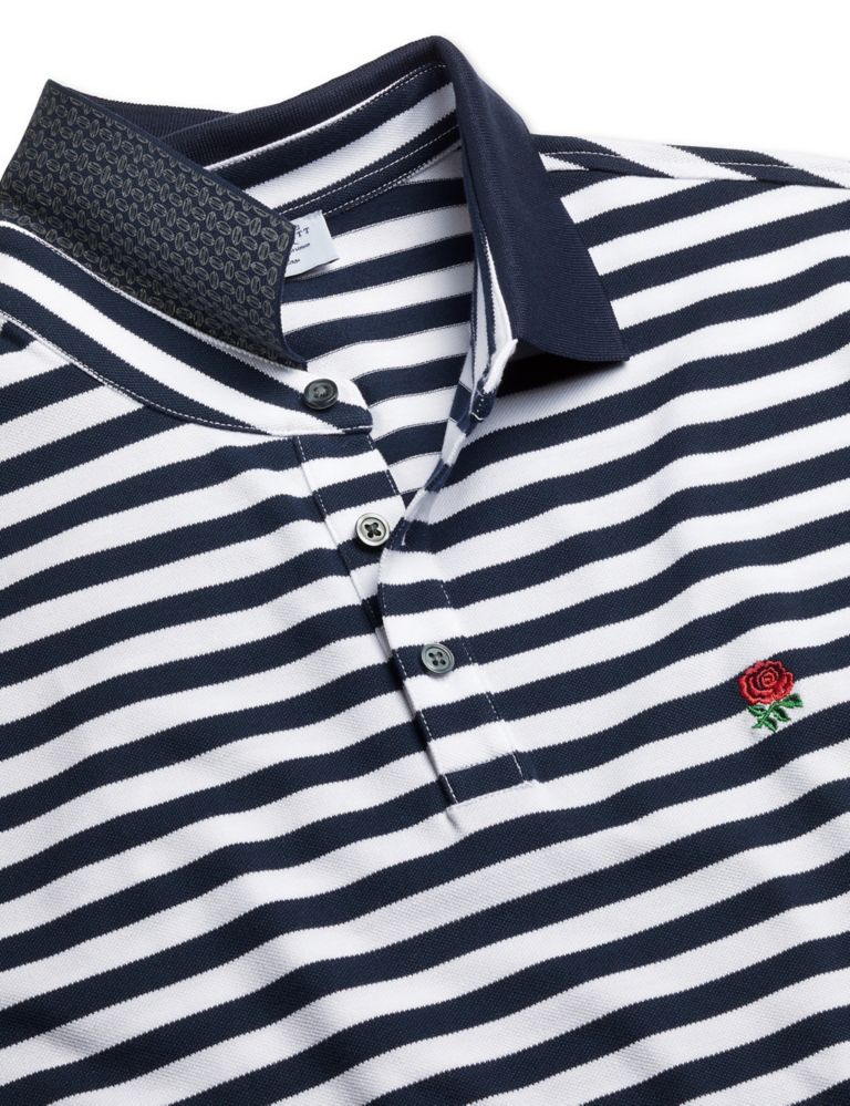Cotton Rich Pique Striped Polo Shirt 5 of 6