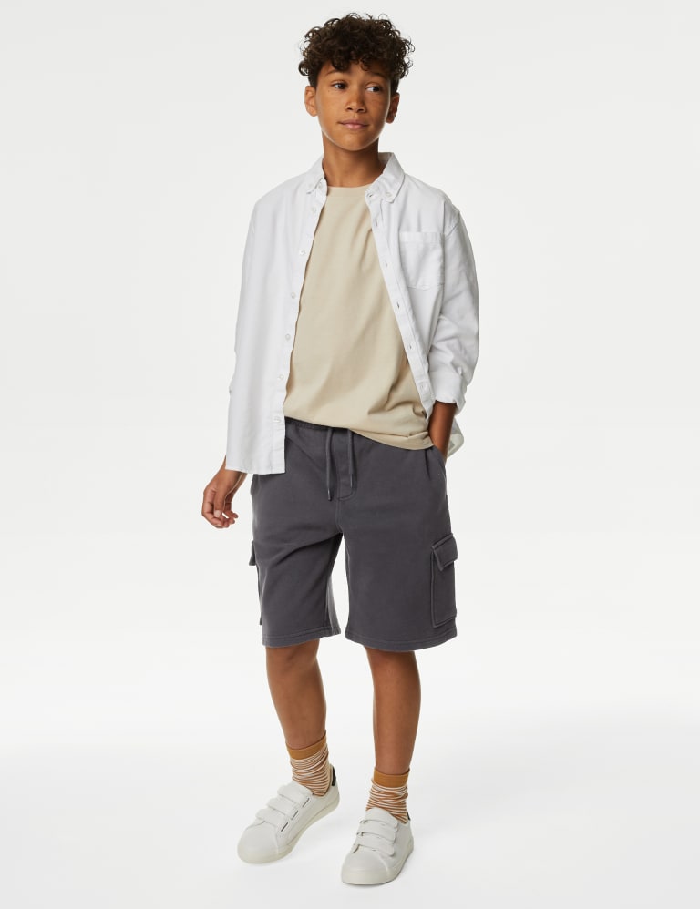 Cotton Rich Plain Cargo Shorts (6-16 Yrs) 1 of 5