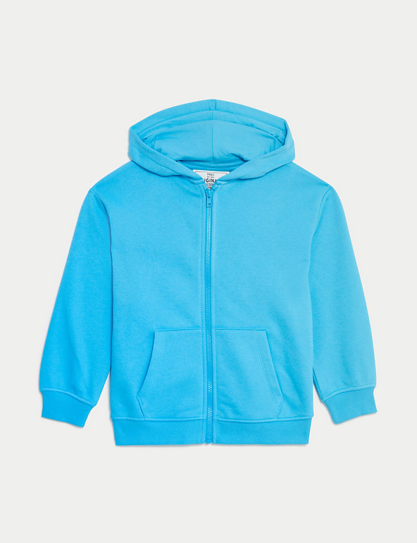 Cotton Rich Plain Hoodie (2-8 Yrs) Image 1 of 2