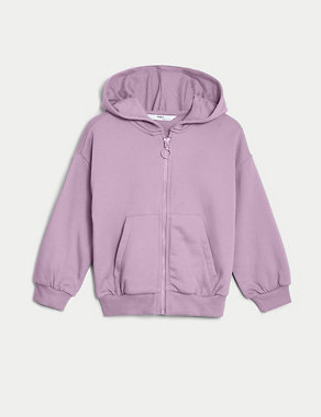 Cotton Rich Plain Hoodie (2-8 Yrs) Image 2 of 5