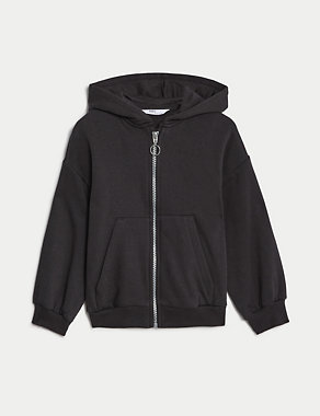 Cotton Rich Plain Hoodie (2-8 Yrs) Image 2 of 5