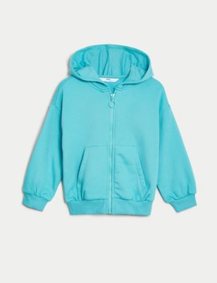 Cotton Rich Plain Hoodie (2-8 Yrs) Image 2 of 4