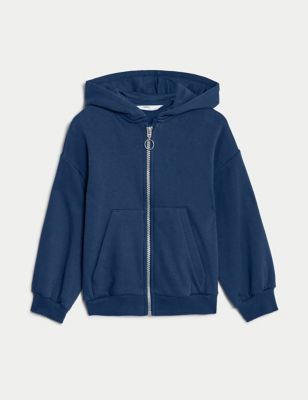 Cotton Rich Plain Hoodie (2-8 Yrs) Image 2 of 6