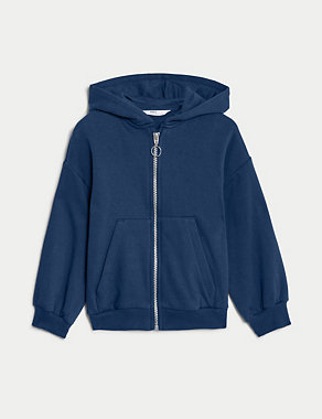 Cotton Rich Plain Hoodie (2-8 Yrs) Image 2 of 6