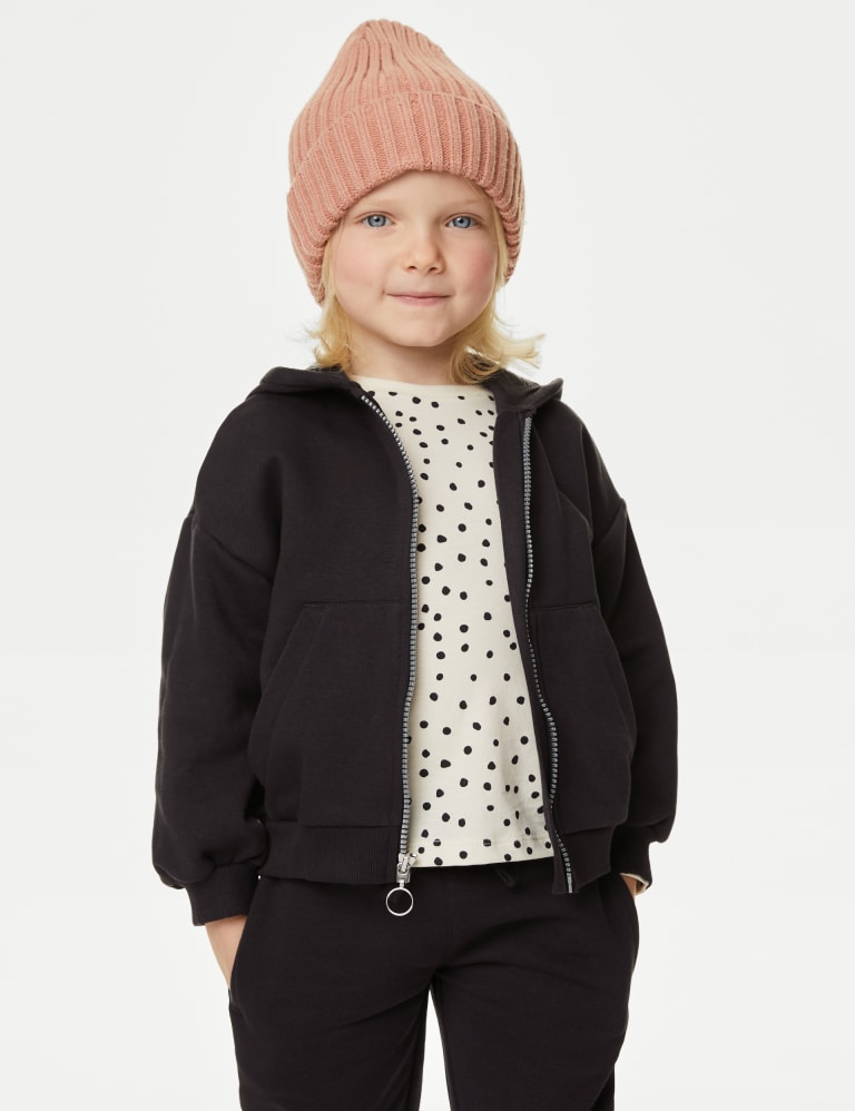 Cotton Rich Plain Hoodie (2-8 Yrs) 1 of 5