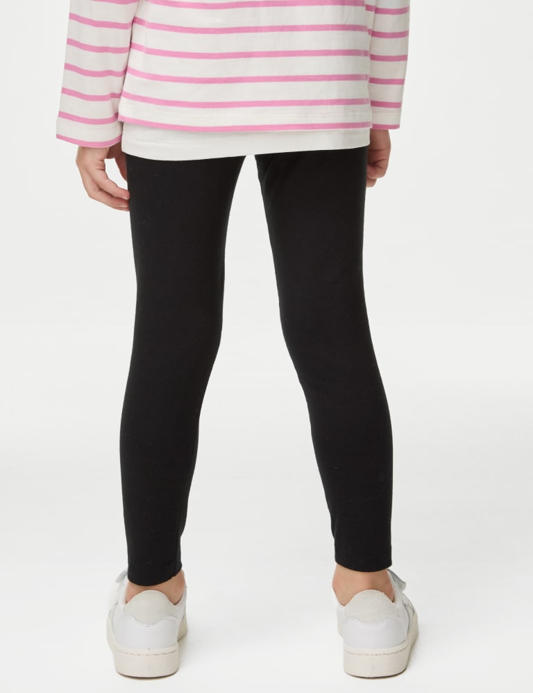 Cotton Rich Plain Leggings (2-7 Yrs), M&S Collection