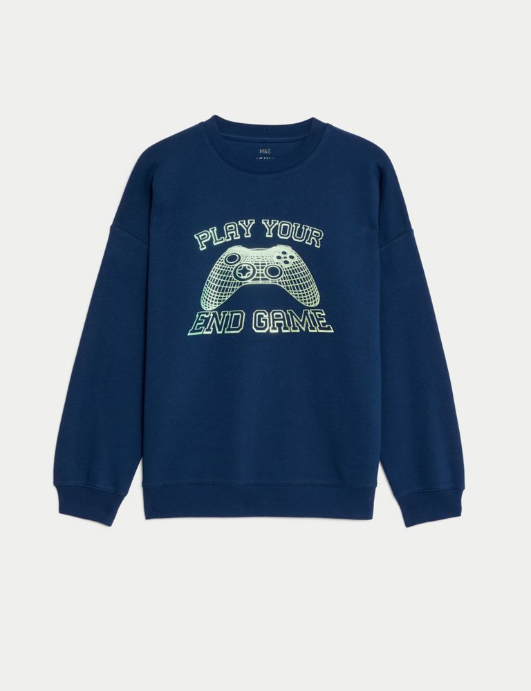 Cotton Rich Play Your End Game Sweatshirt (6-16 Yrs) 1 of 3