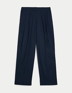 Cotton Rich Pleat Front Wide Leg Chinos Image 2 of 7