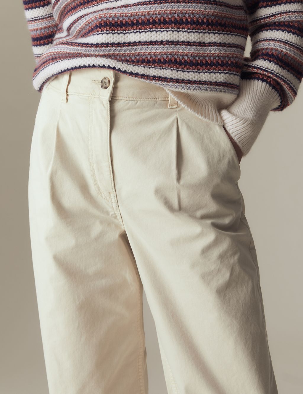 Cotton Rich Pleat Front Wide Leg Chinos 4 of 5