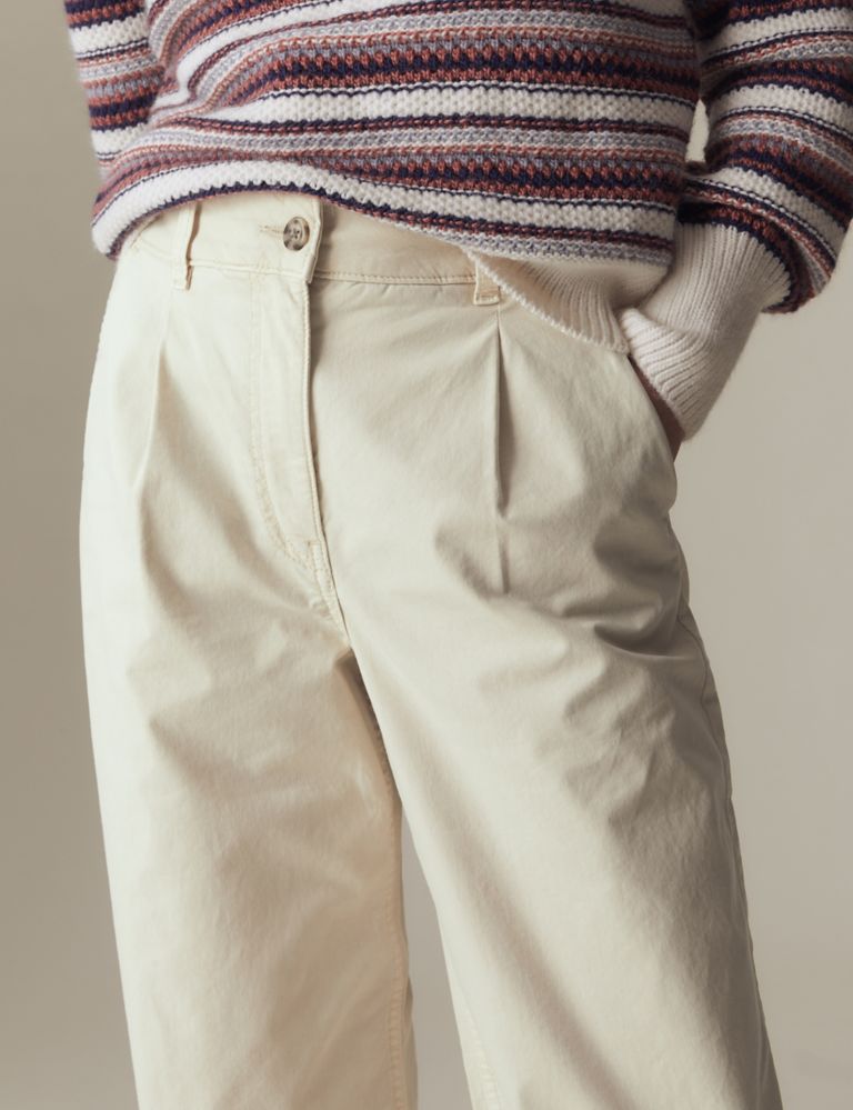 Cotton Rich Pleat Front Wide Leg Chinos 4 of 5