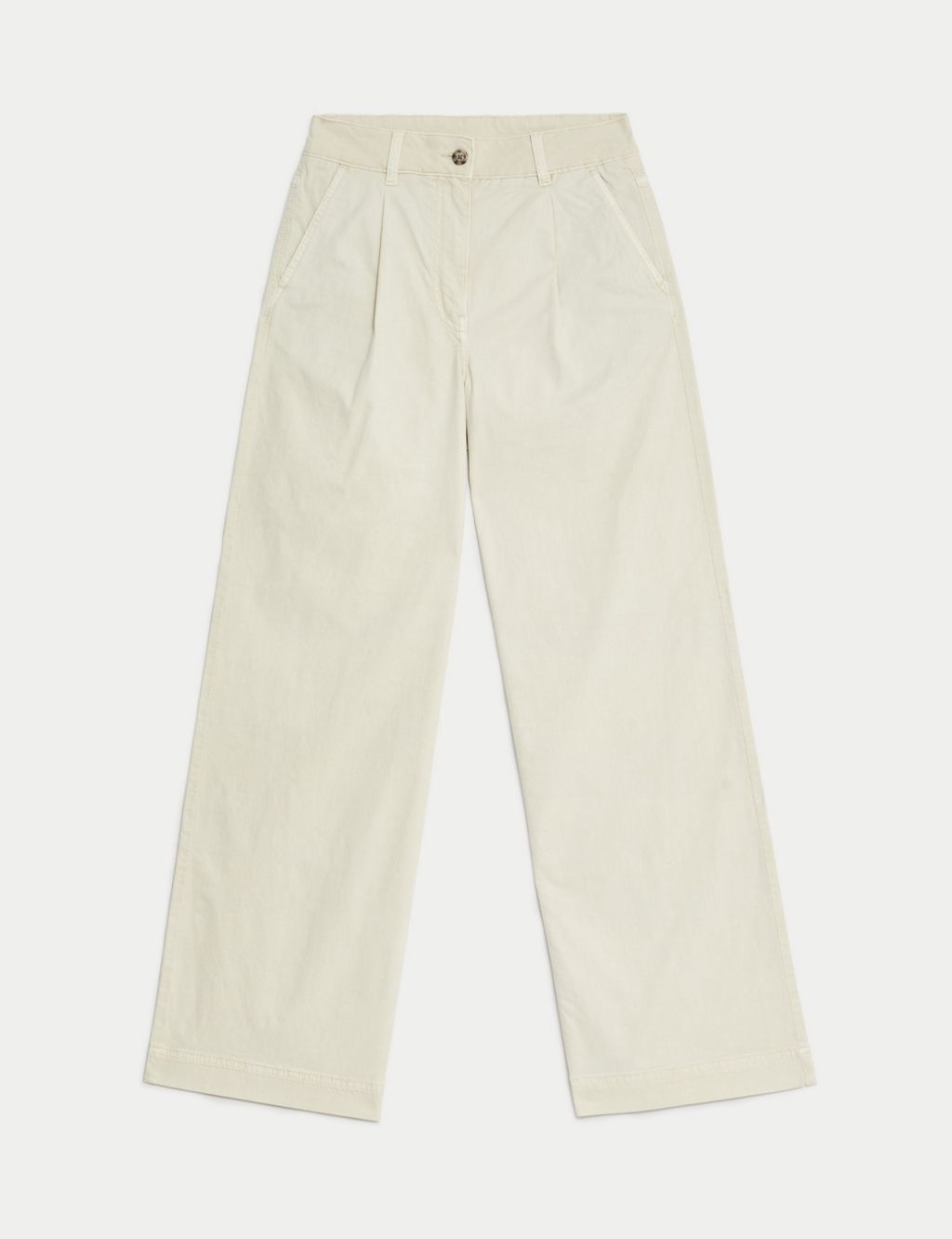 Cotton Rich Pleat Front Wide Leg Chinos 1 of 5