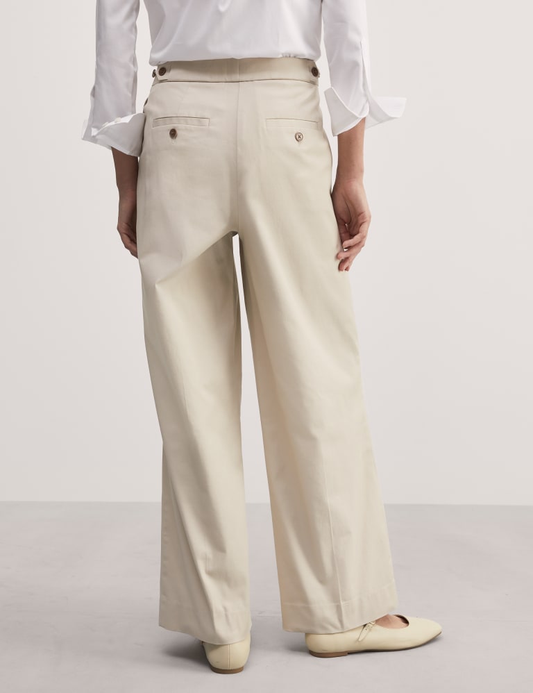 Cotton Rich Pleat Front Wide Leg Chinos
